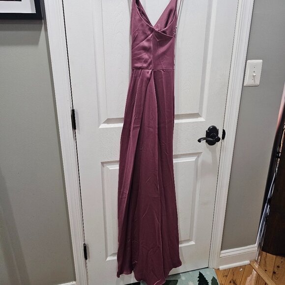 David’s Bridal Dusty Rose Satin Gown Size 6 NWT - Picture 3 of 8